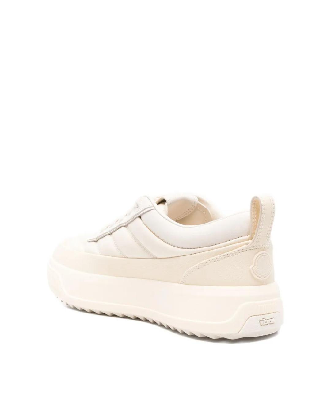 MONCLER Бежевые кожаные кроссовки, фото 3