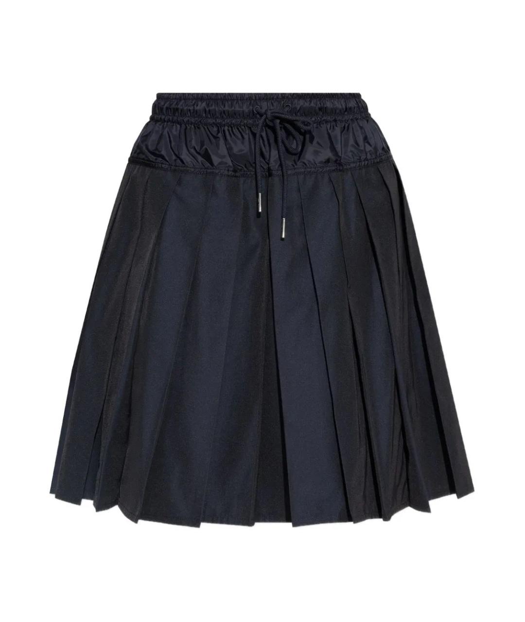 MONCLER Темно-синяя полиэстеровая юбка миди, фото 1