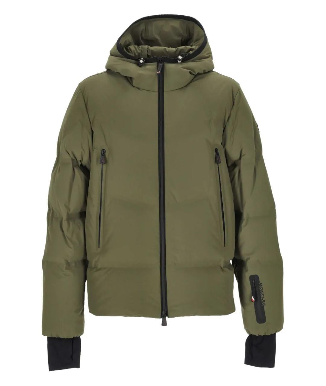 MONCLER Зеленый полиамидовый пуховик, фото 1