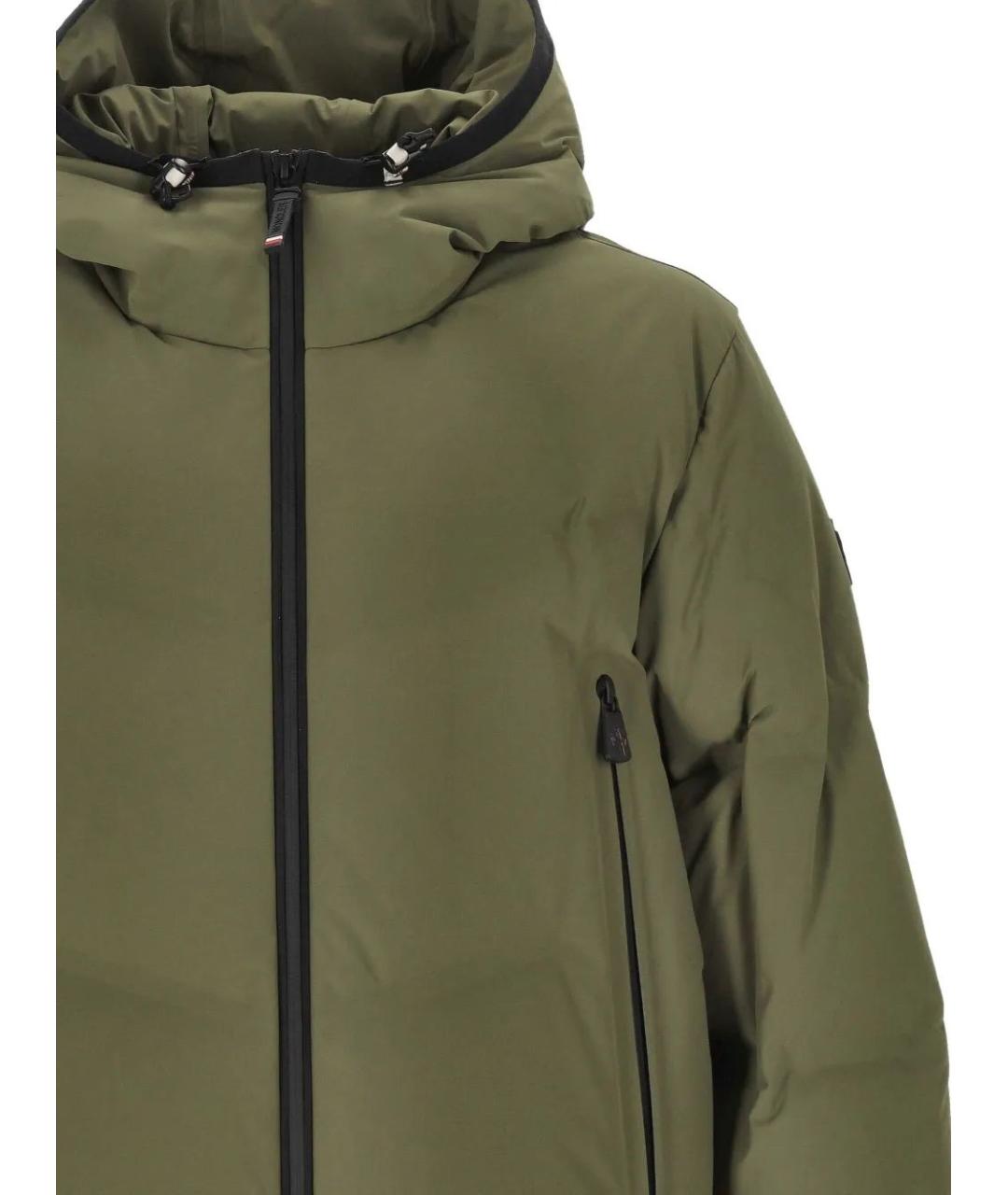 MONCLER Зеленый полиамидовый пуховик, фото 3