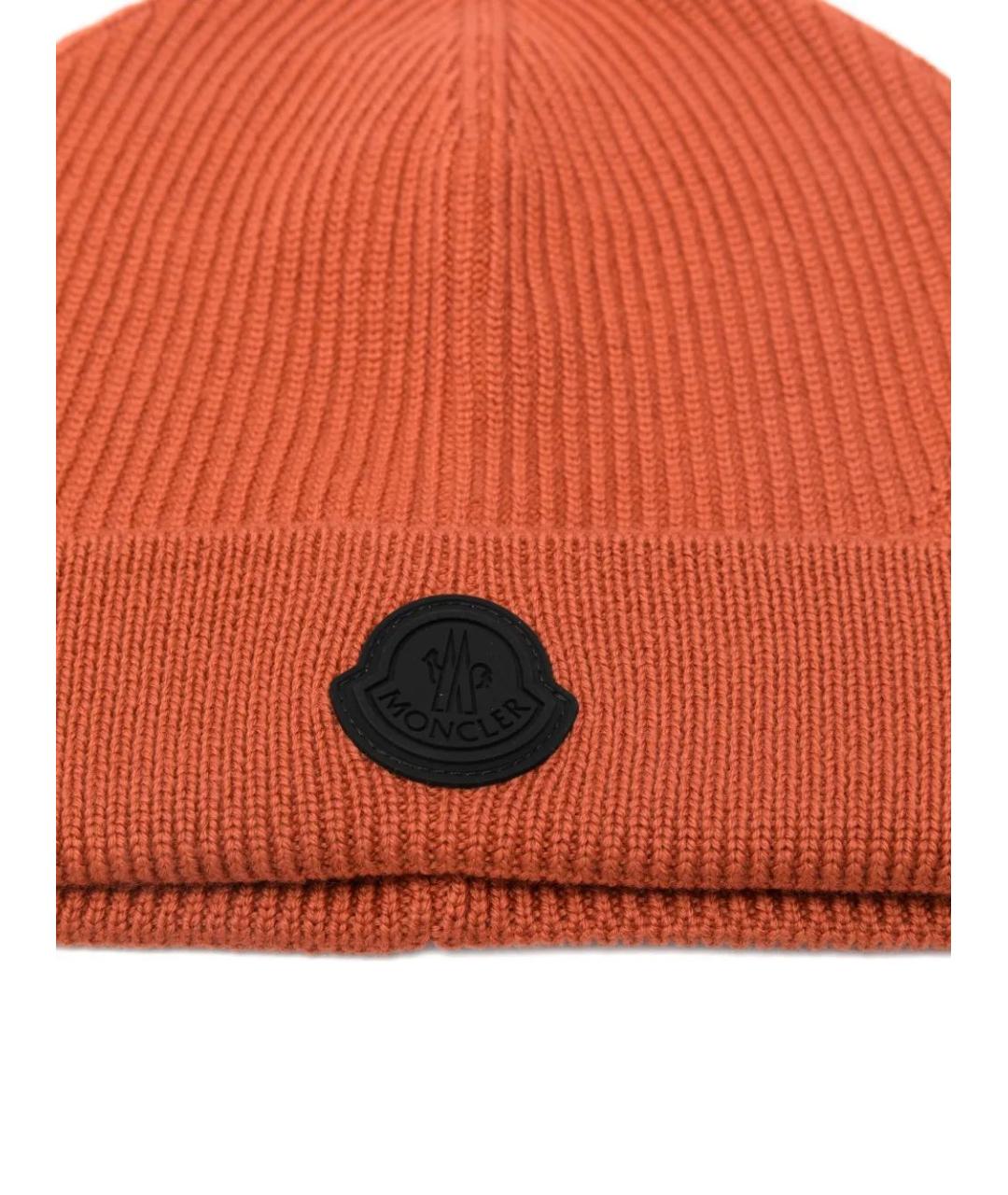 MONCLER Оранжевая шерстяная шапка, фото 3