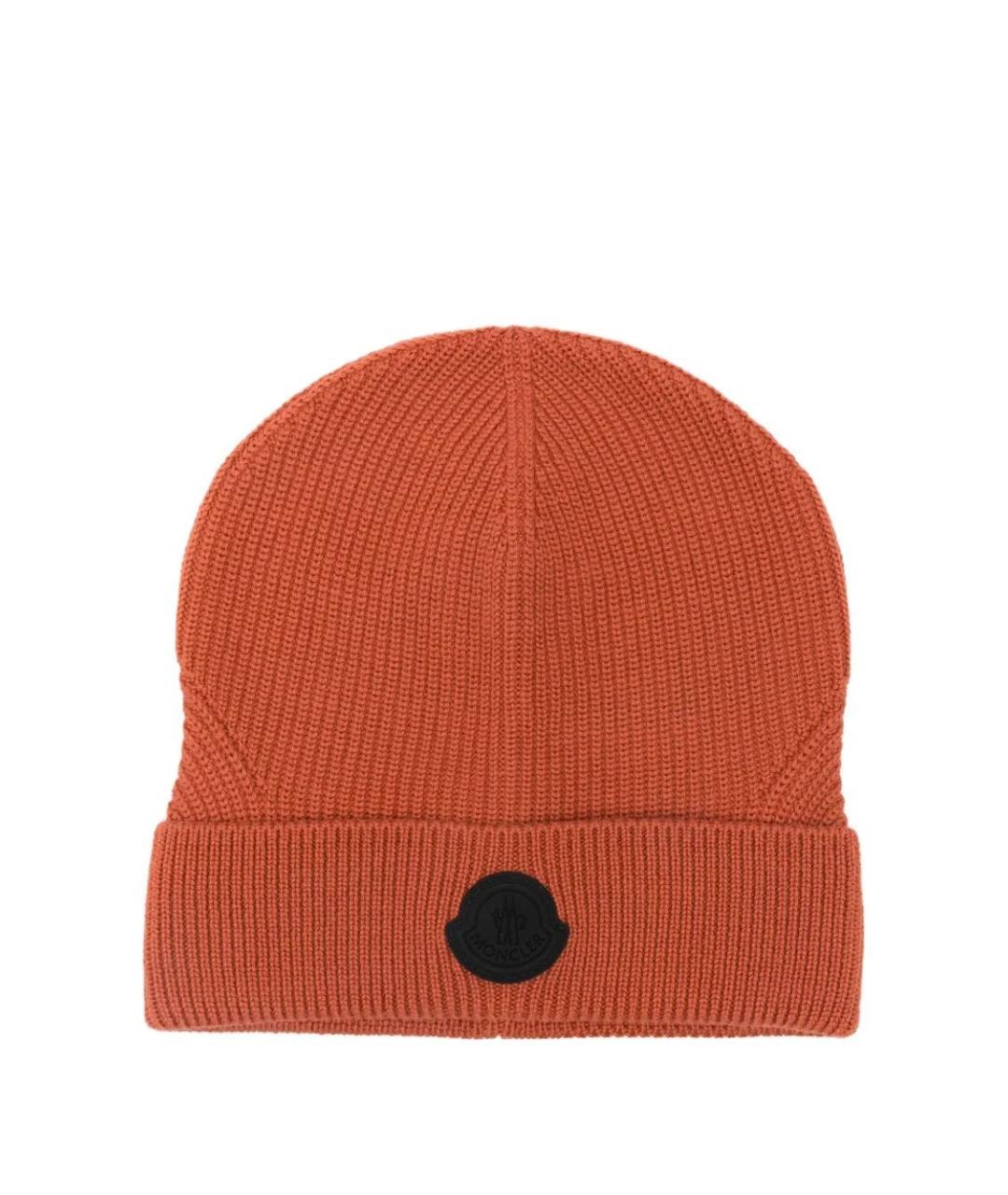 MONCLER Оранжевая шерстяная шапка, фото 1