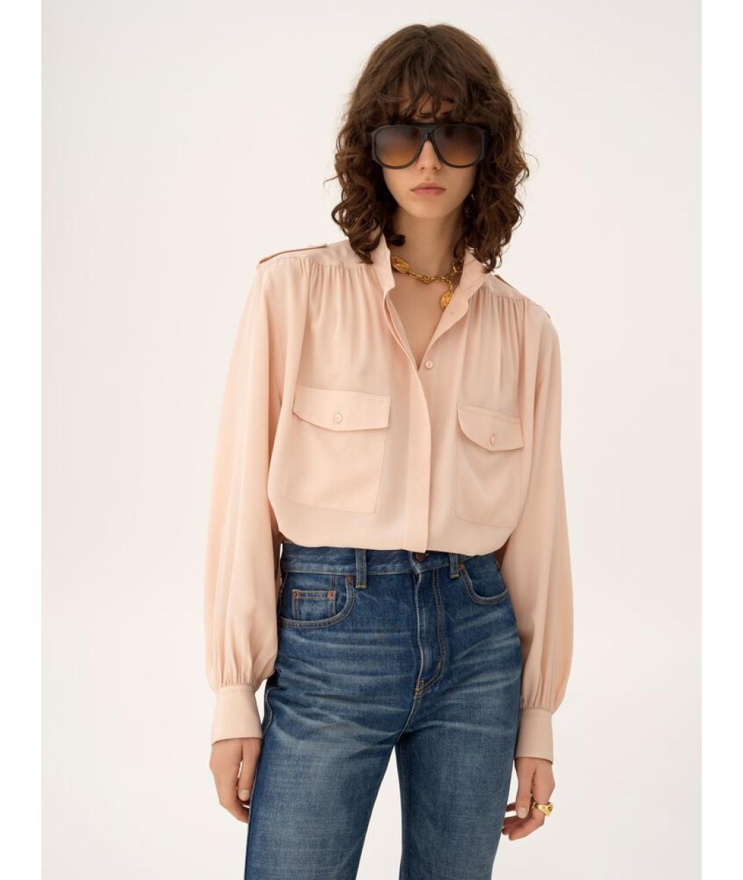 CHLOE Розовая шелковая рубашка, фото 3