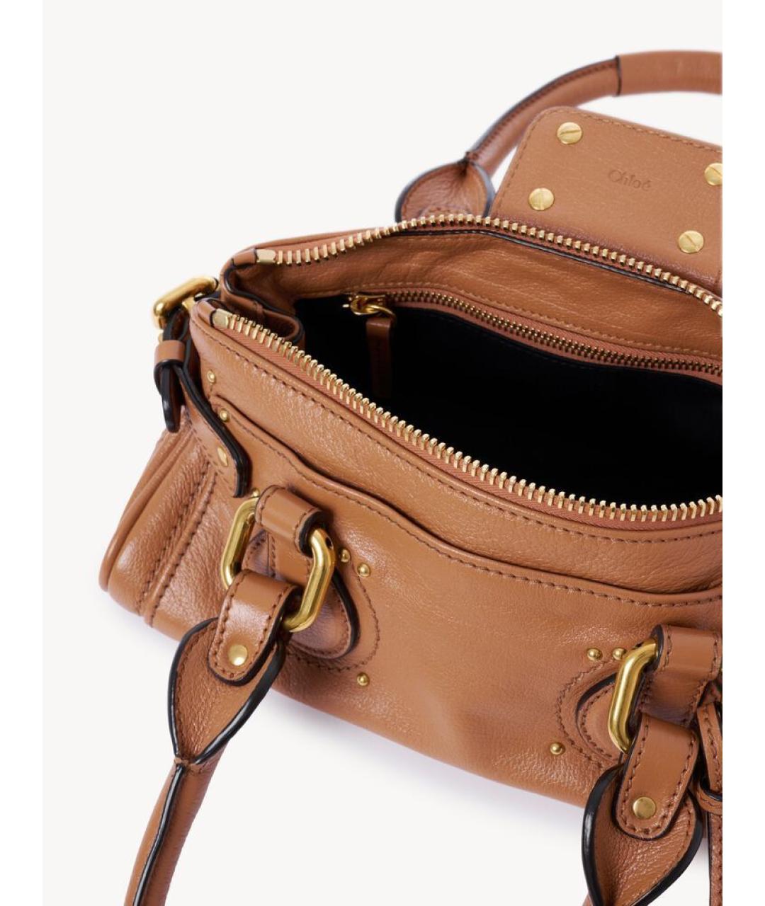 CHLOE Коричневая кожаная сумка с короткими ручками, фото 4