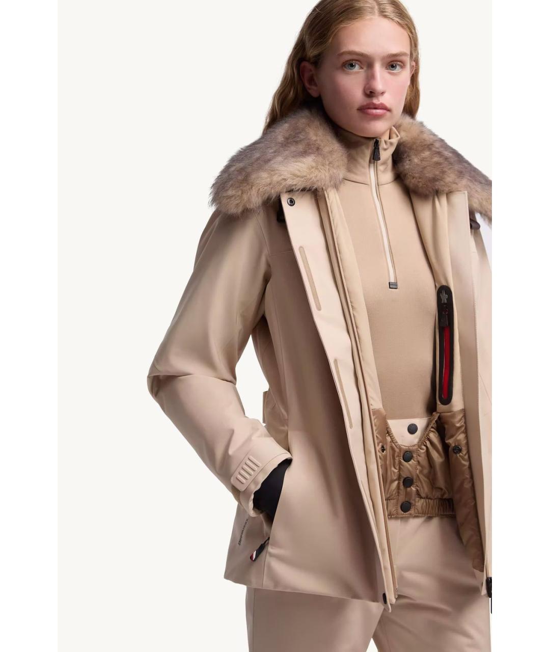 MONCLER Бежевая полиамидовая куртка, фото 5