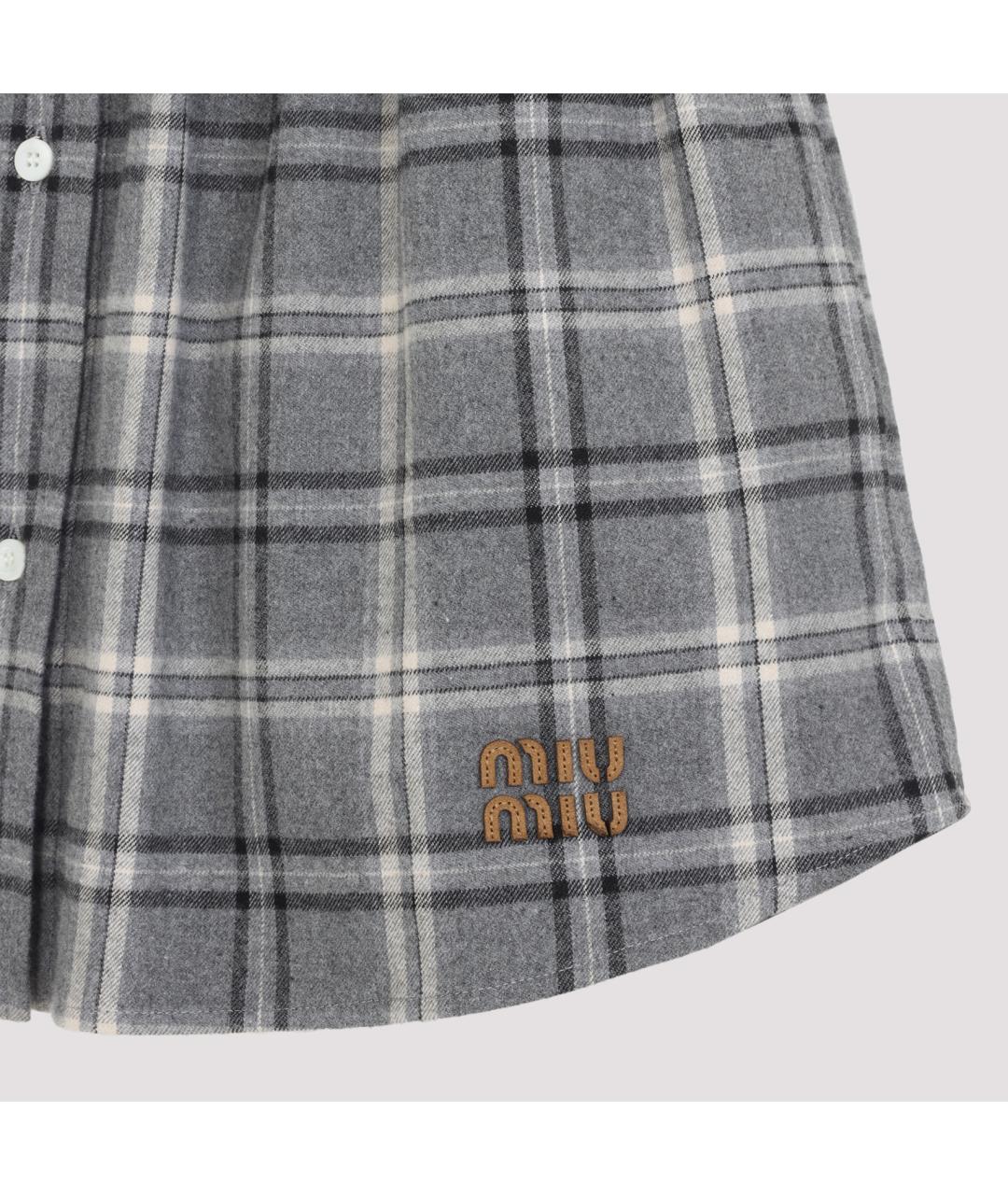 MIU MIU Серая хлопковая юбка мини, фото 5