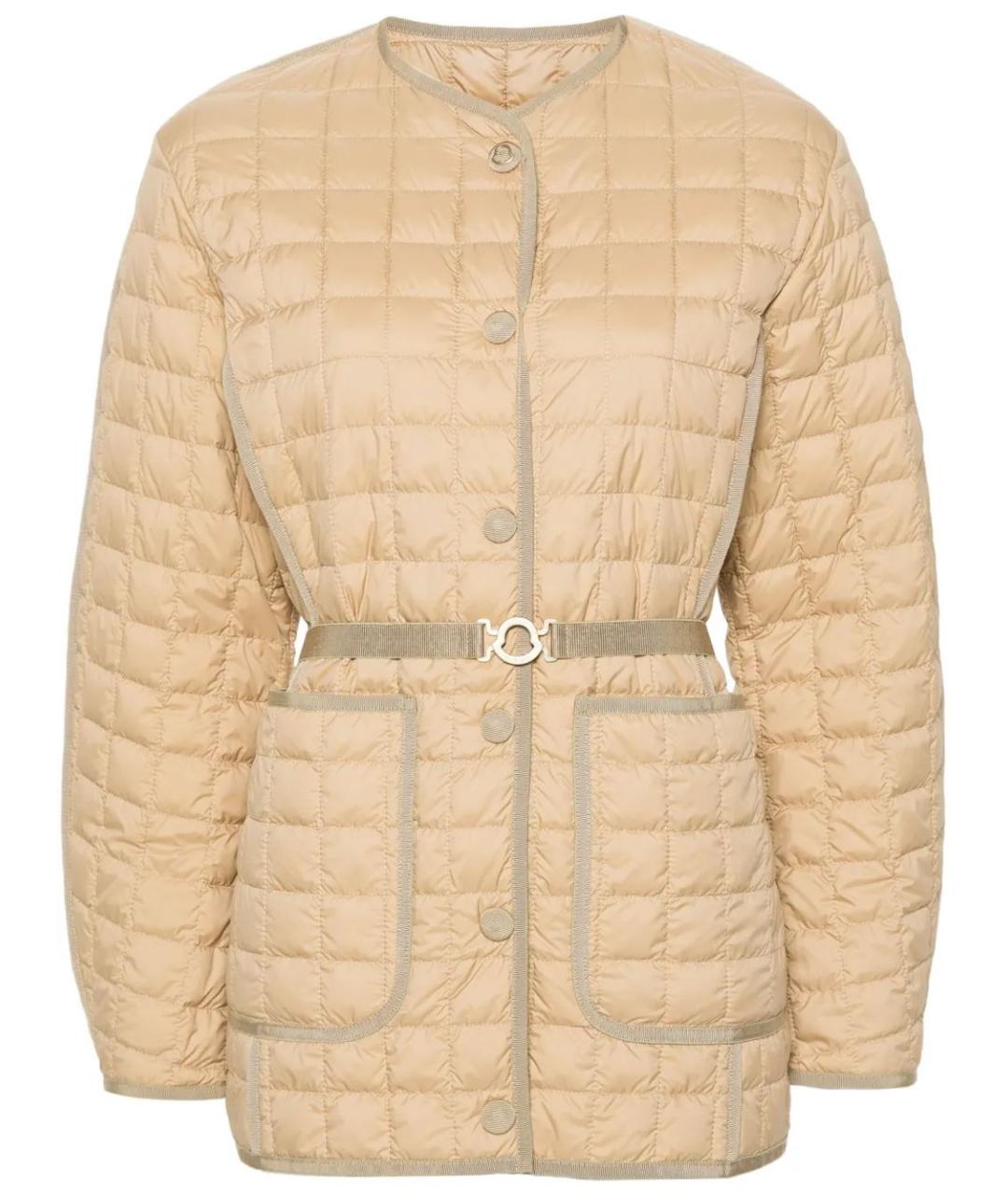 MONCLER Бежевая полиамидовая куртка, фото 1