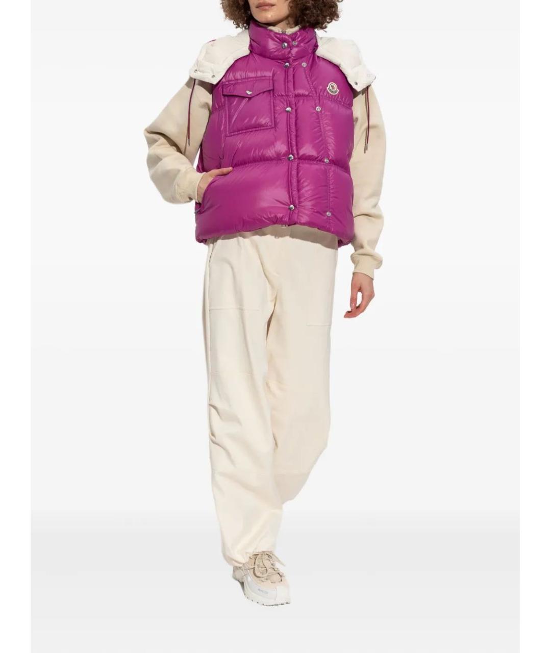 MONCLER Розовый полиамидовый жилет, фото 2