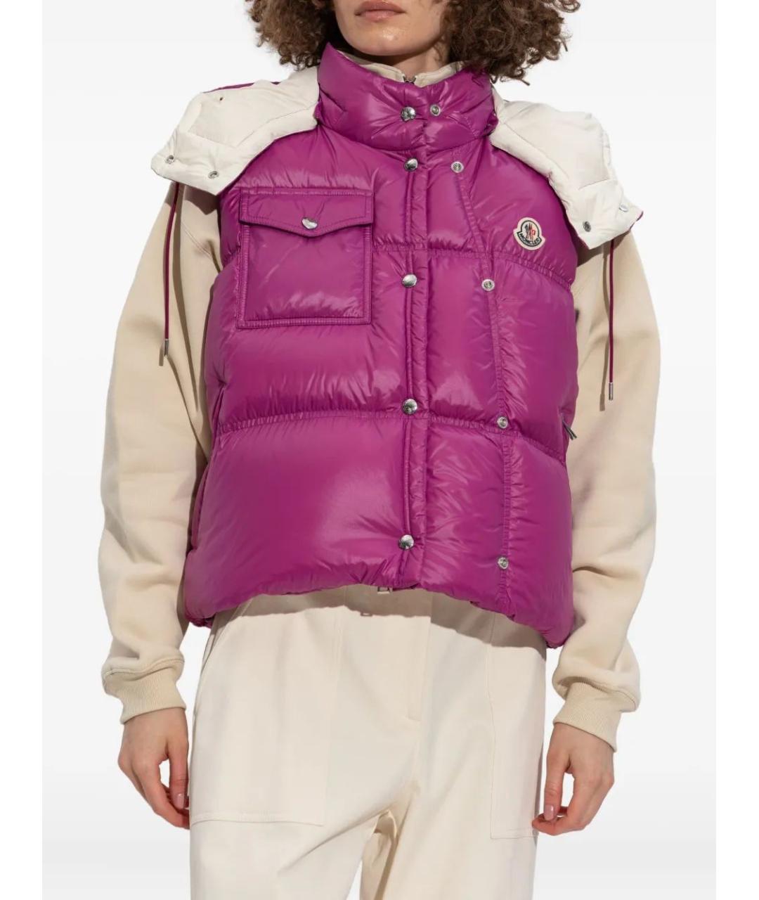 MONCLER Розовый полиамидовый жилет, фото 3