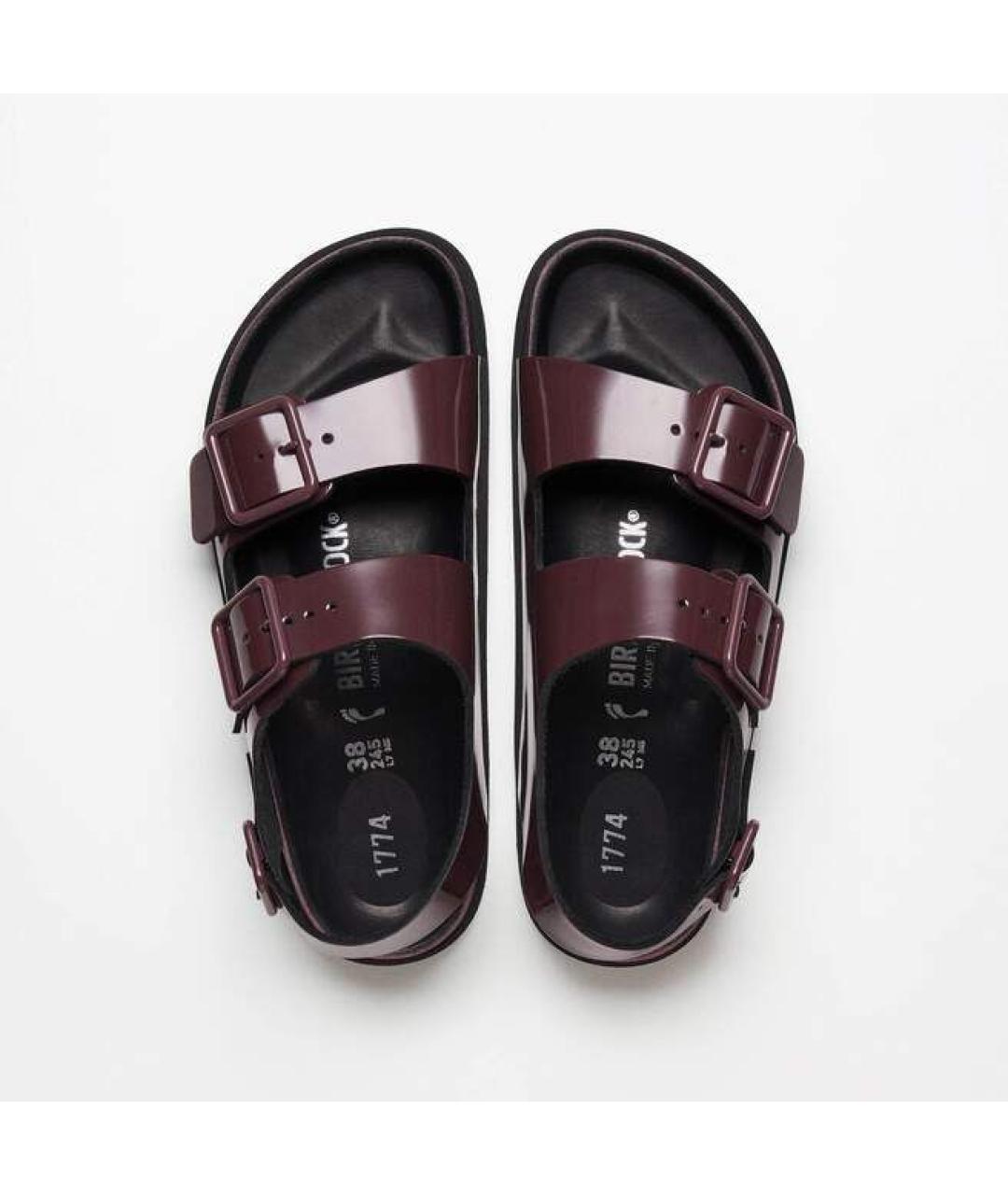 BIRKENSTOCK Бордовые кожаные сандалии, фото 4