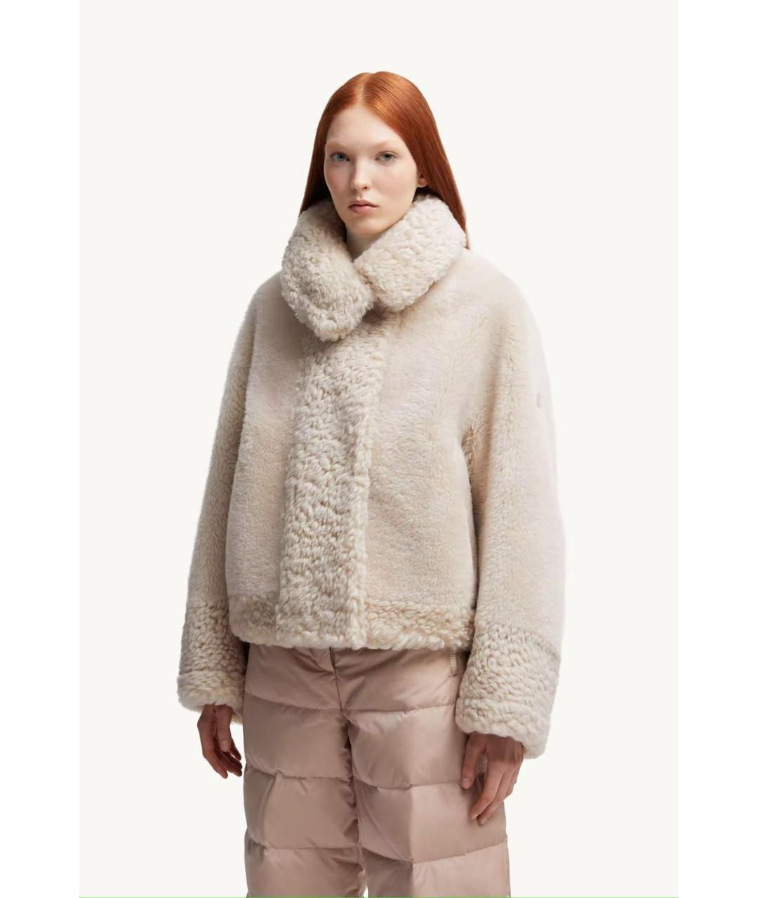 MONCLER Бежевая кожаная куртка, фото 2