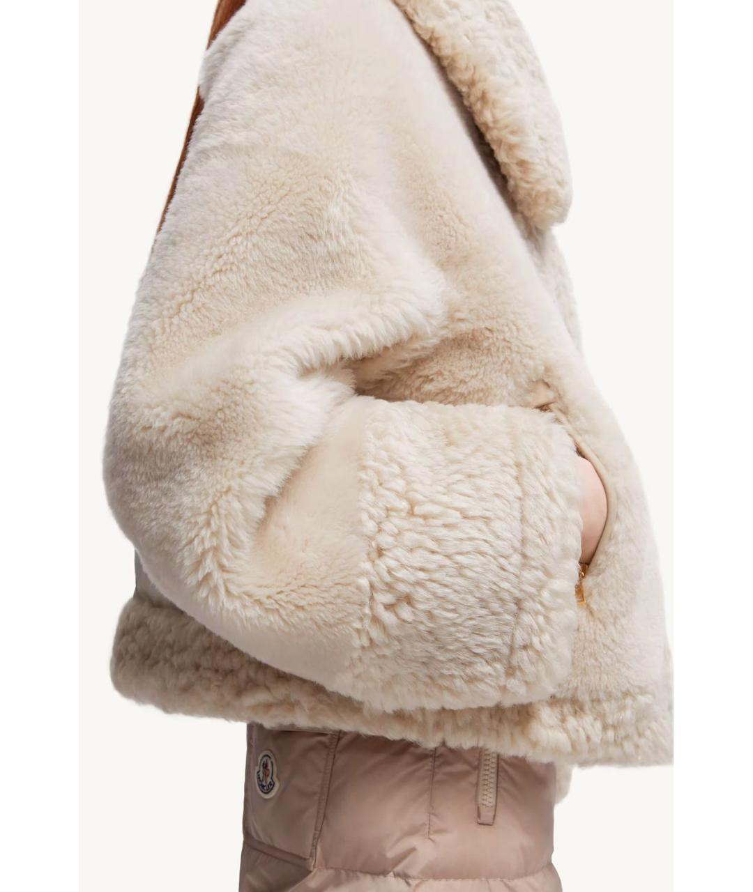 MONCLER Бежевая кожаная куртка, фото 5
