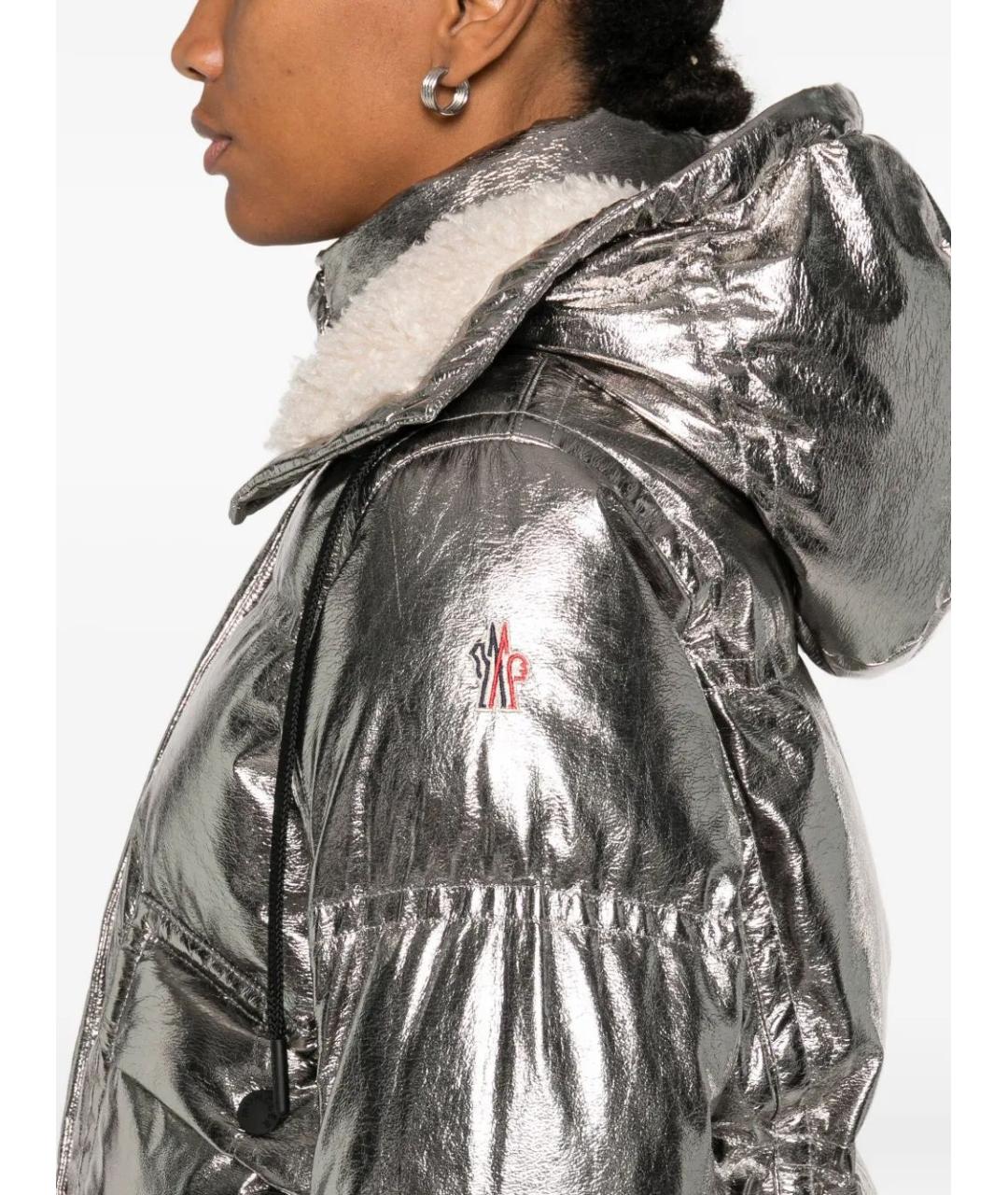 MONCLER Серебрянный полиэстеровый пуховик, фото 5