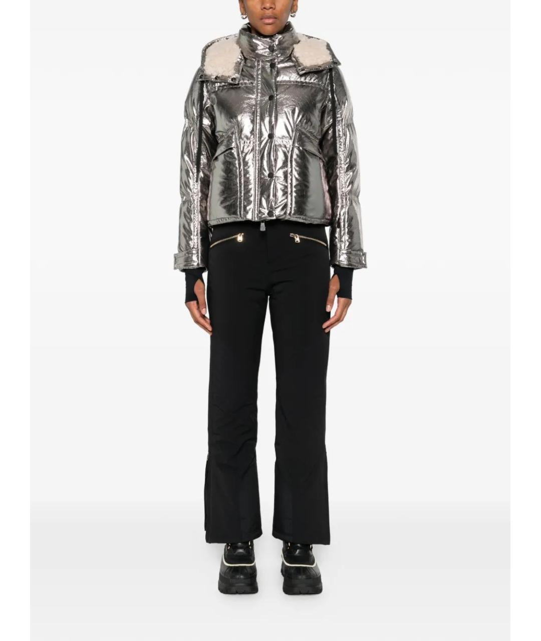 MONCLER Серебрянный полиэстеровый пуховик, фото 2