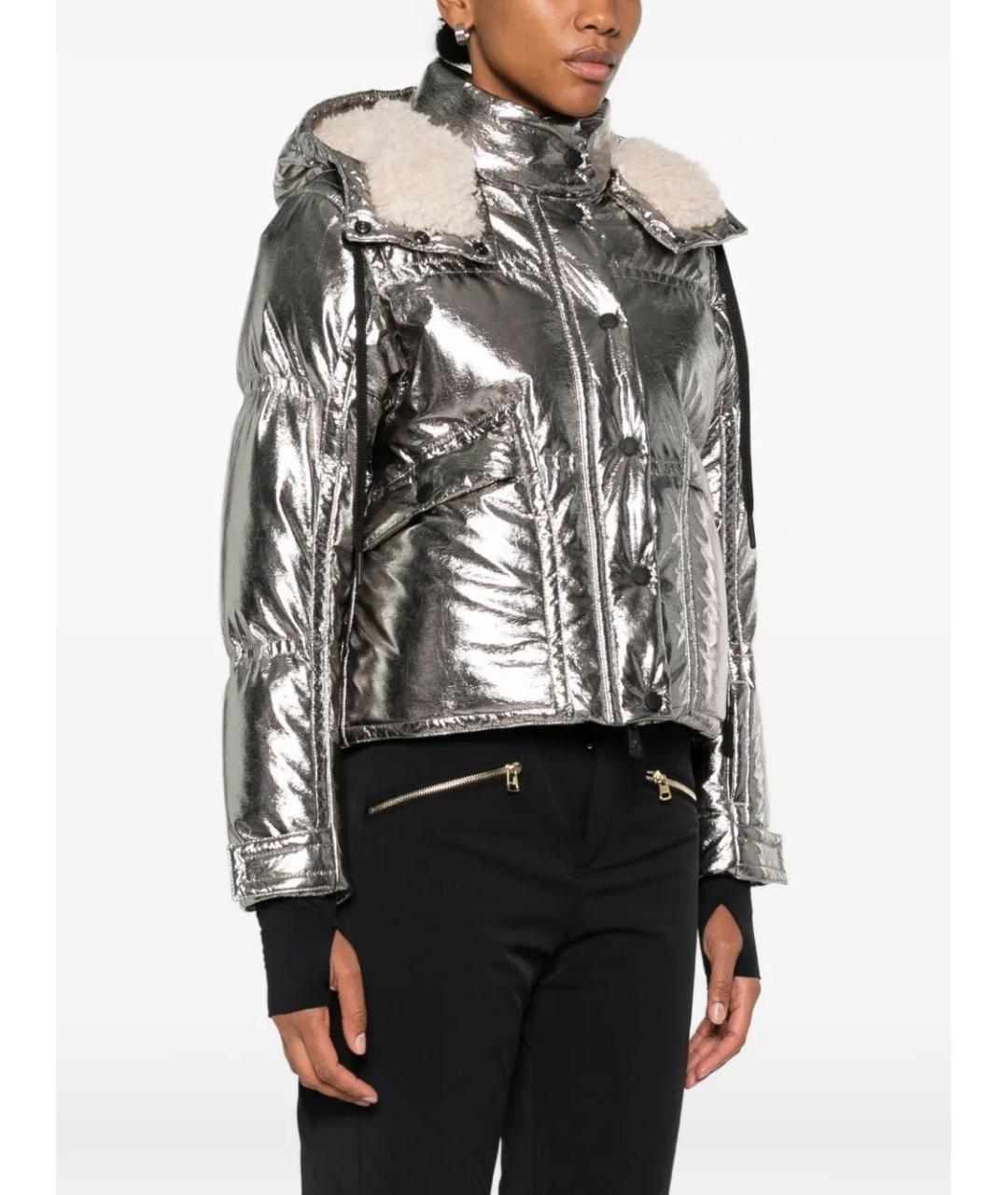 MONCLER Серебрянный полиэстеровый пуховик, фото 3