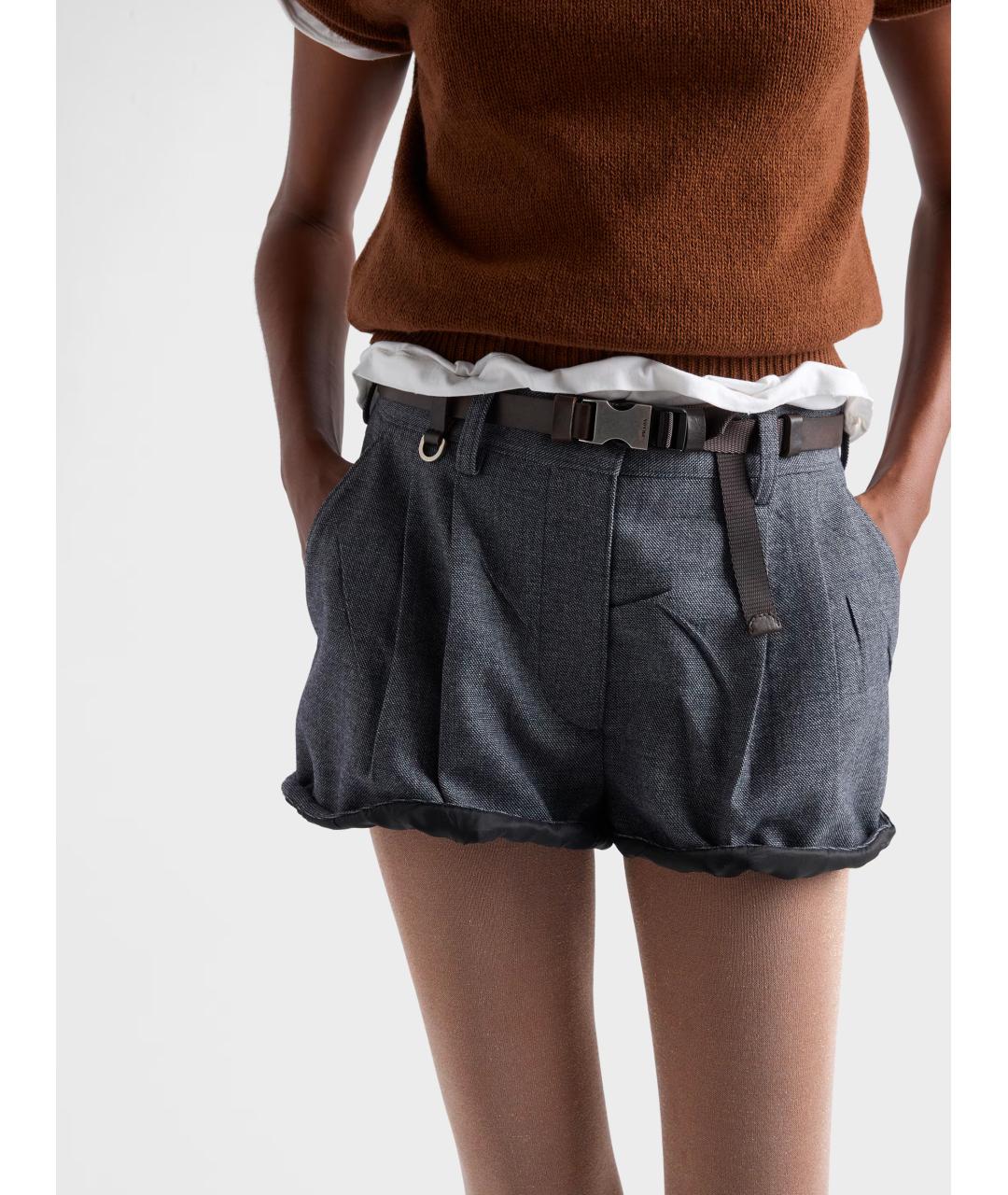 PRADA Серые шерстяные шорты, фото 2