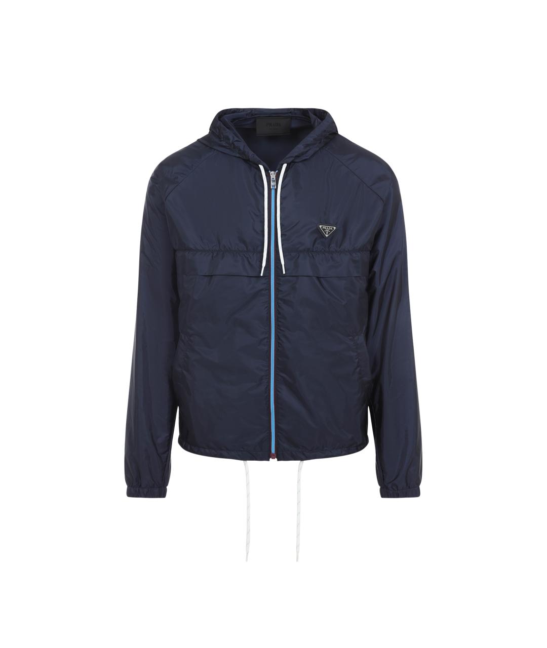PRADA Темно-синяя полиамидовая куртка, фото 1