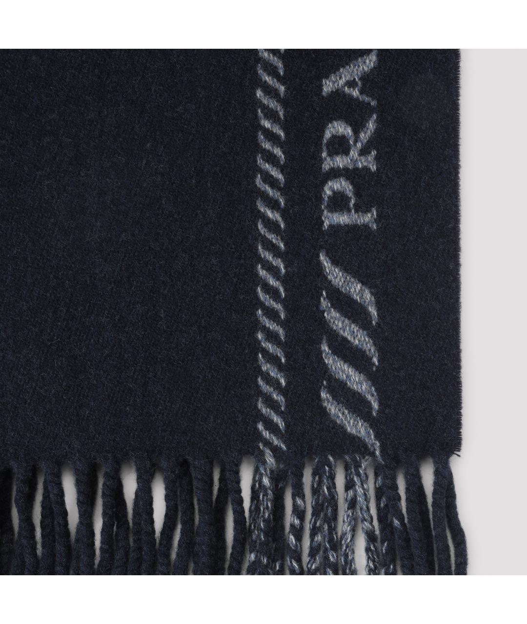 PRADA Синий шерстяной шарф, фото 3