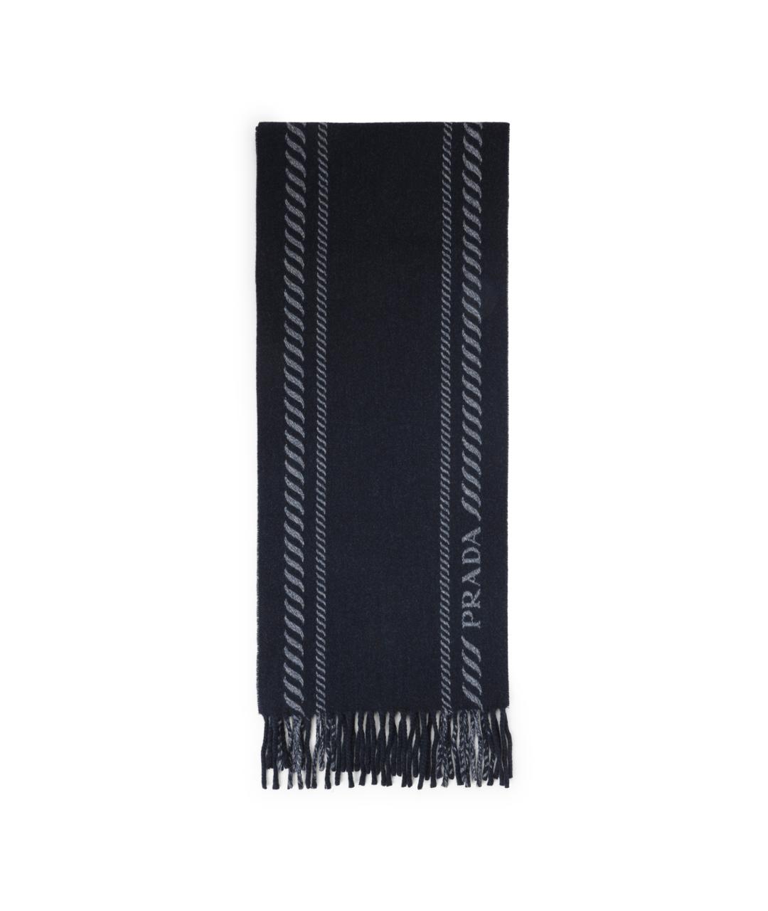 PRADA Синий шерстяной шарф, фото 1
