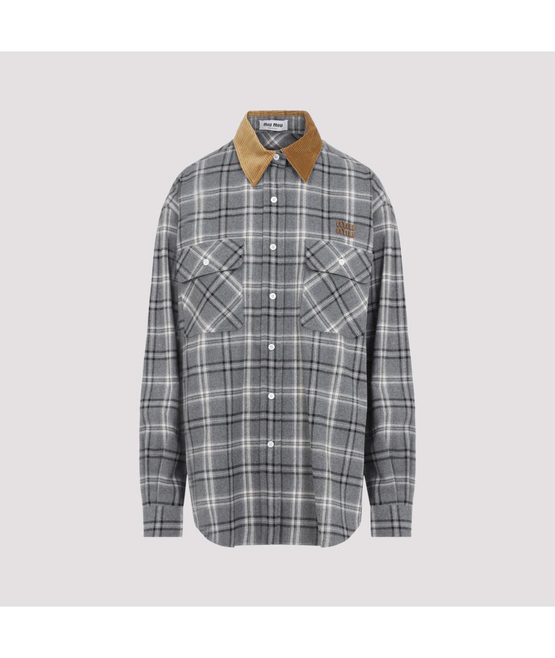 MIU MIU Серая хлопковая рубашка, фото 2