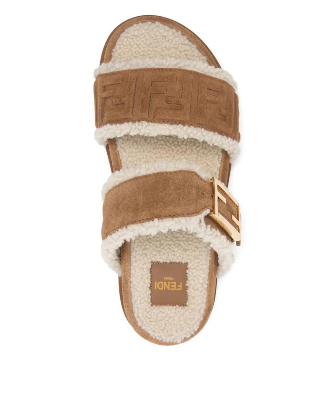 FENDI Коричневые замшевые сандалии, фото 4