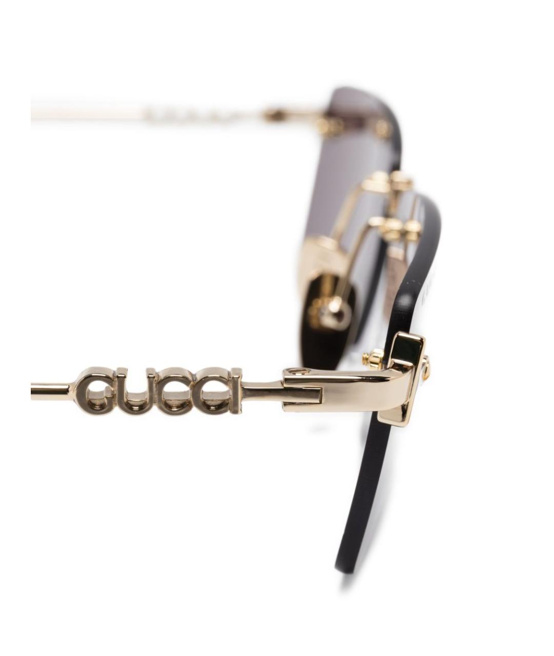 GUCCI Золотые металлические солнцезащитные очки, фото 3