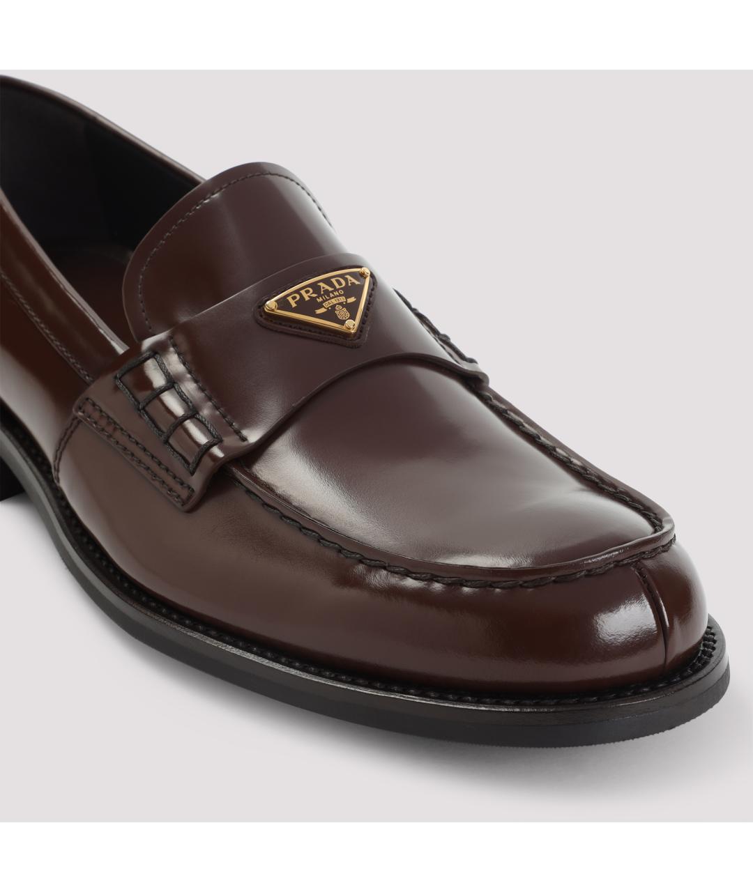 PRADA Коричневые кожаные лоферы, фото 4