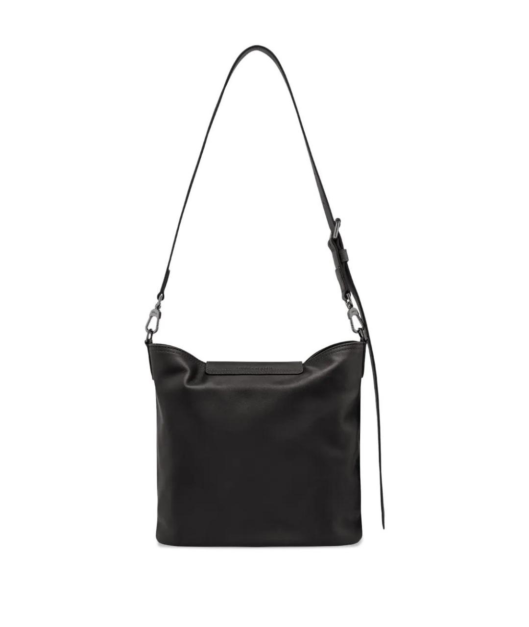 LONGCHAMP Черная кожаная сумка через плечо, фото 3