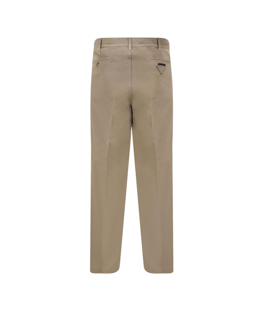 PRADA Бежевые хлопковые повседневные брюки, фото 2