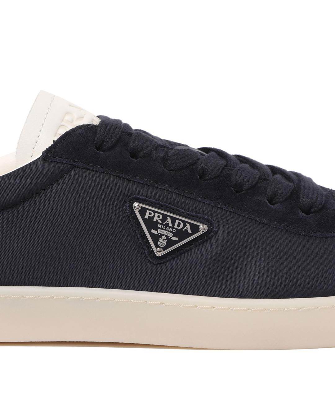 PRADA Синие текстильные низкие кроссовки / кеды, фото 4