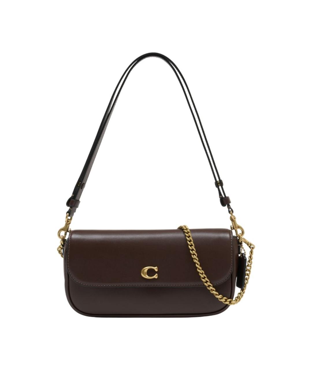 COACH Коричневая кожаная сумка через плечо, фото 1