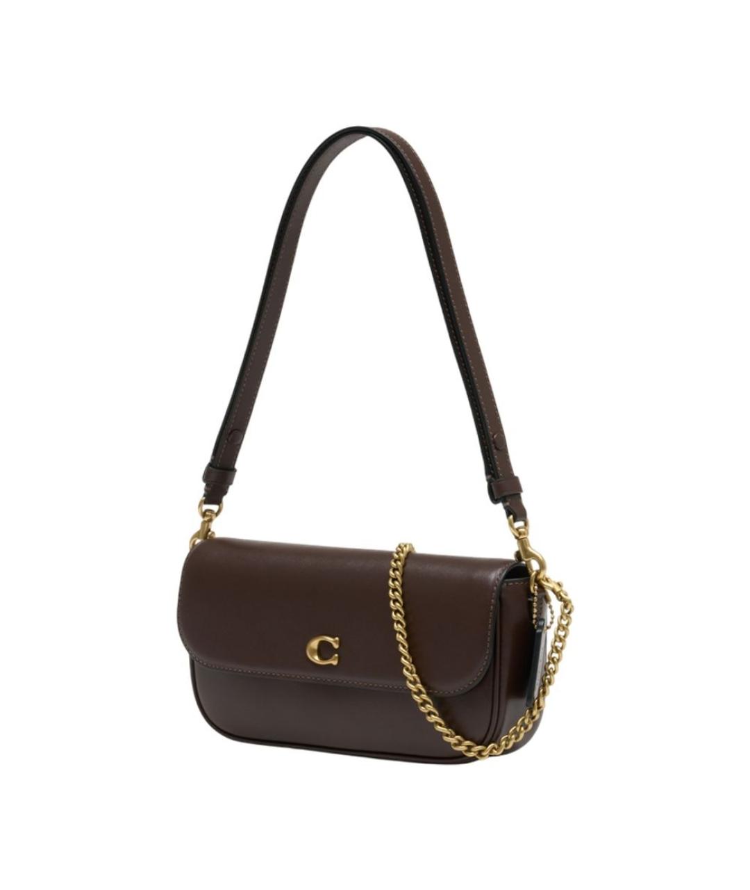 COACH Коричневая кожаная сумка через плечо, фото 2