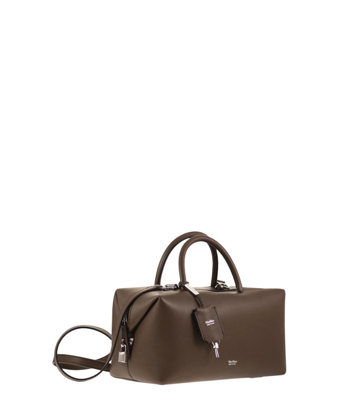 MAX MARA Коричневая кожаная сумка с короткими ручками, фото 4