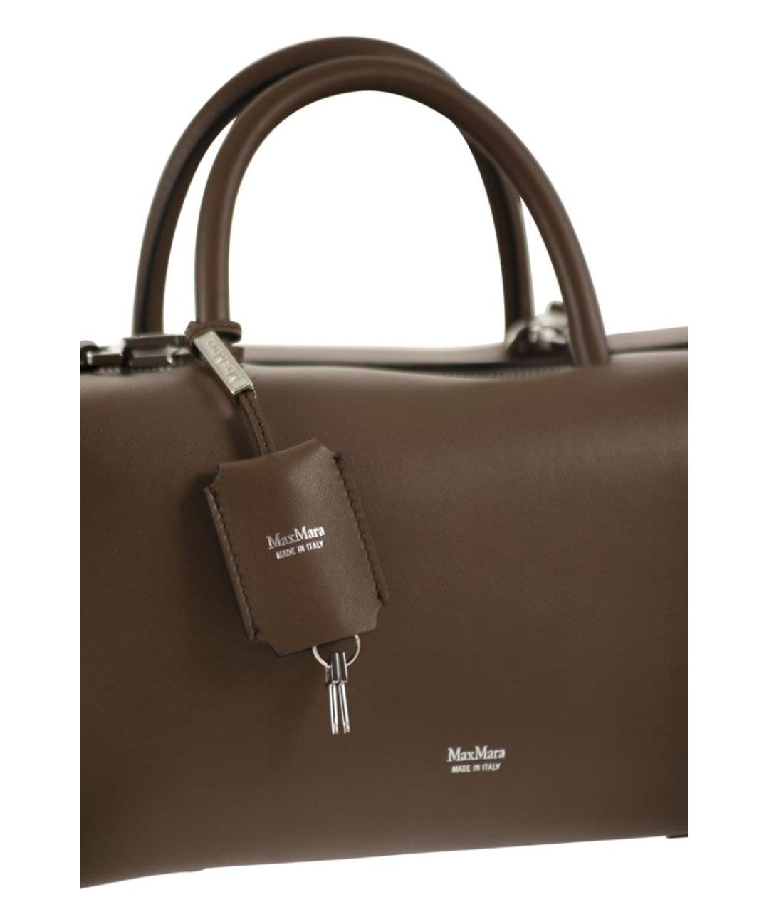 MAX MARA Коричневая кожаная сумка с короткими ручками, фото 5