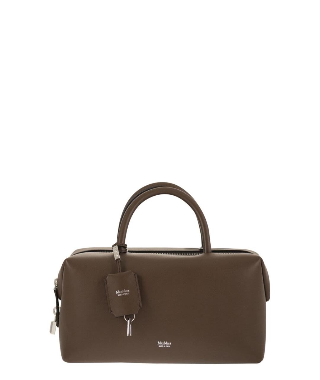 MAX MARA Коричневая кожаная сумка с короткими ручками, фото 1