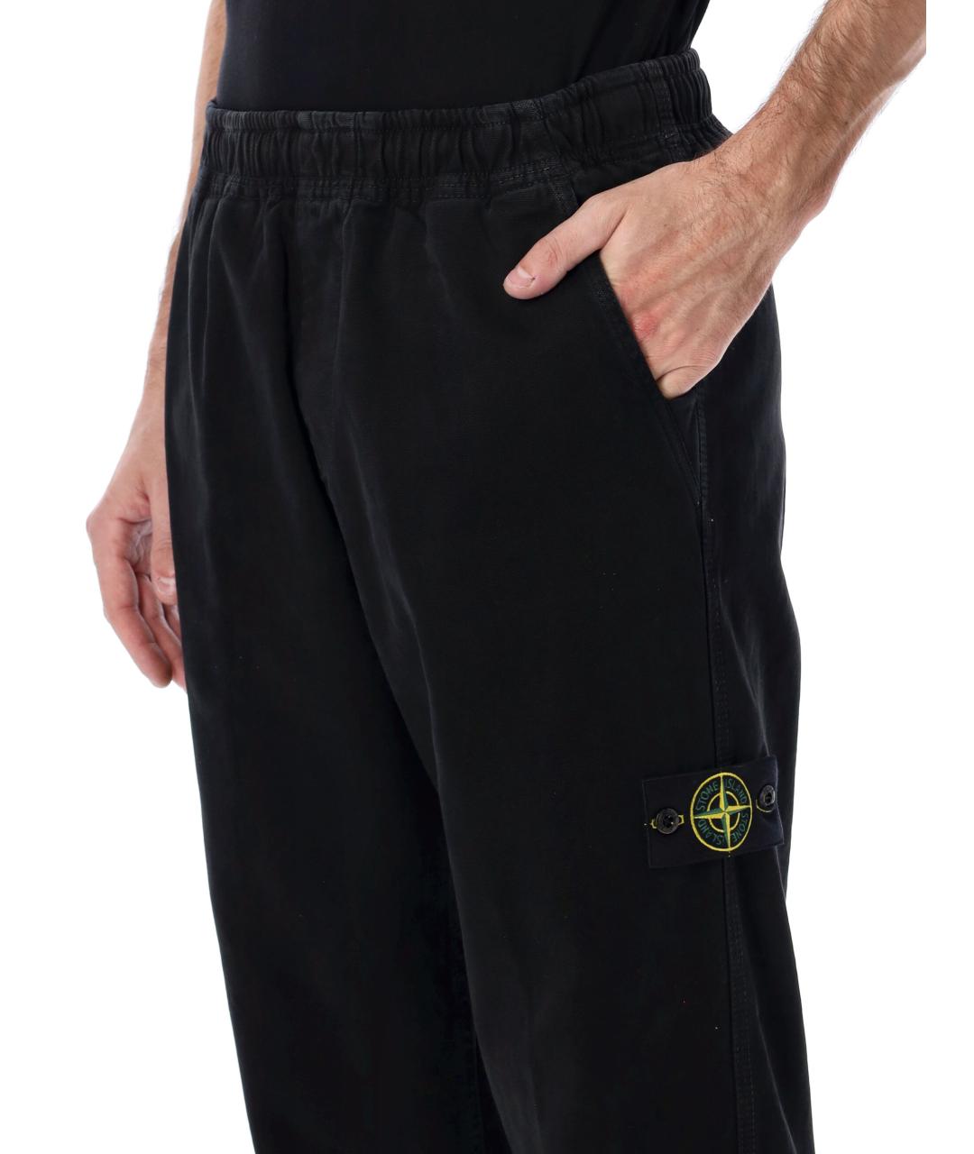 STONE ISLAND Черные хлопковые повседневные брюки, фото 4