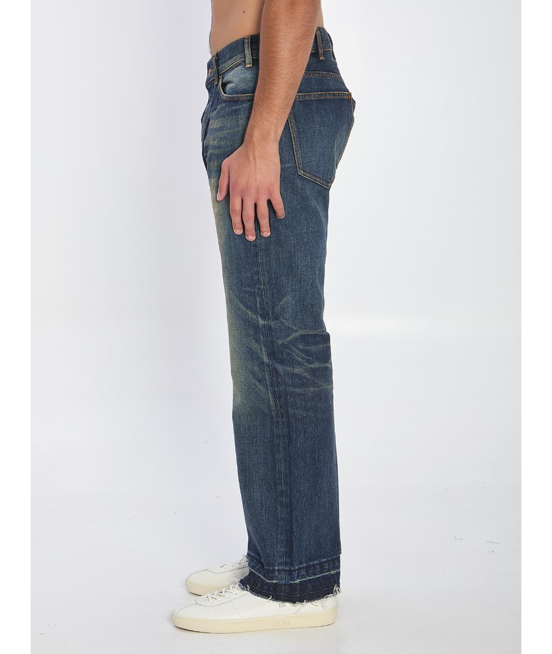 CELINE Синие хлопковые прямые джинсы, фото 3