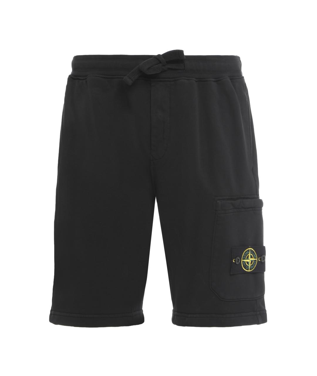 STONE ISLAND Черные хлопковые шорты, фото 1