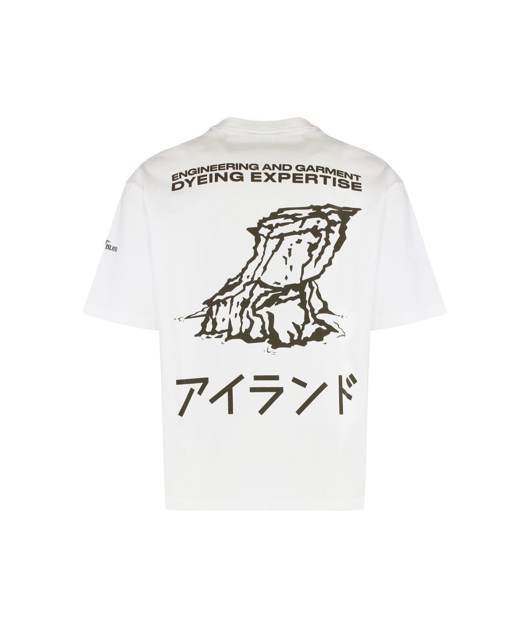 STONE ISLAND Белая хлопковая футболка, фото 3