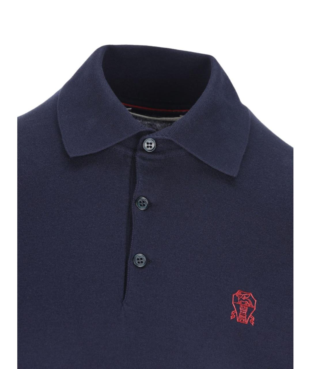 BRUNELLO CUCINELLI Синяя хлопковая футболка, фото 4