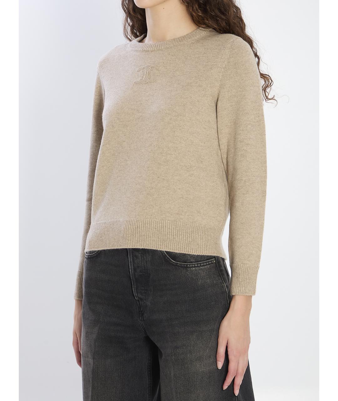 CELINE Бежевый кашемировый джемпер / свитер, фото 2