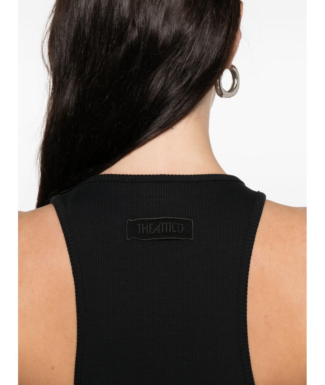 THE ATTICO Черное хлопковое повседневное платье, фото 3