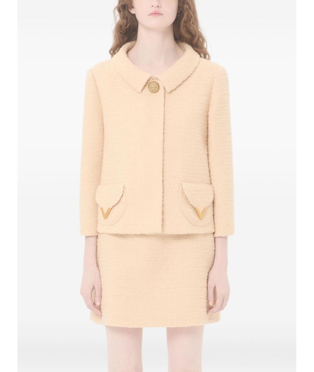 VALENTINO Бежевый шерстяной жакет/пиджак, фото 2
