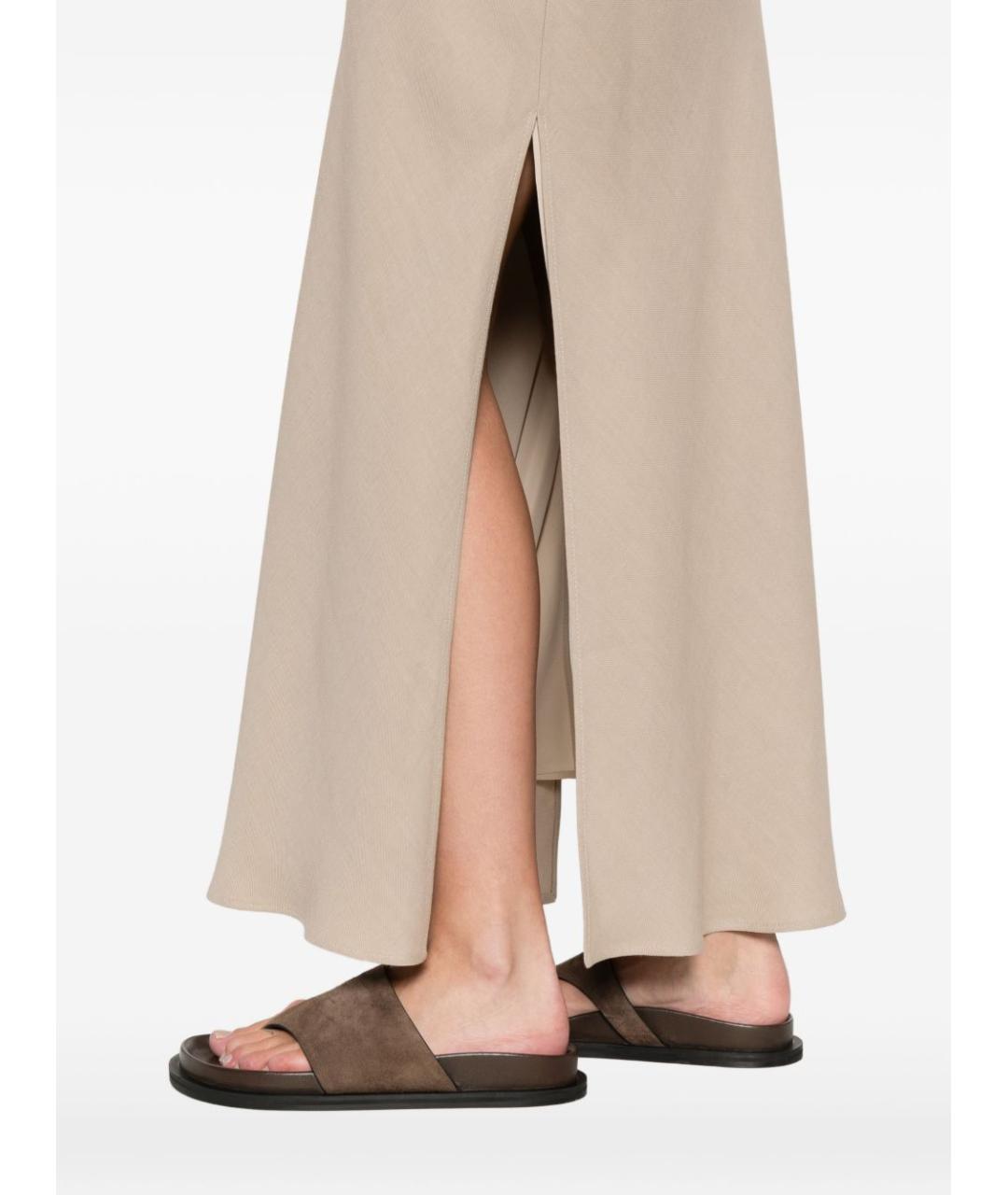 BRUNELLO CUCINELLI Бежевая вискозная юбка макси, фото 5