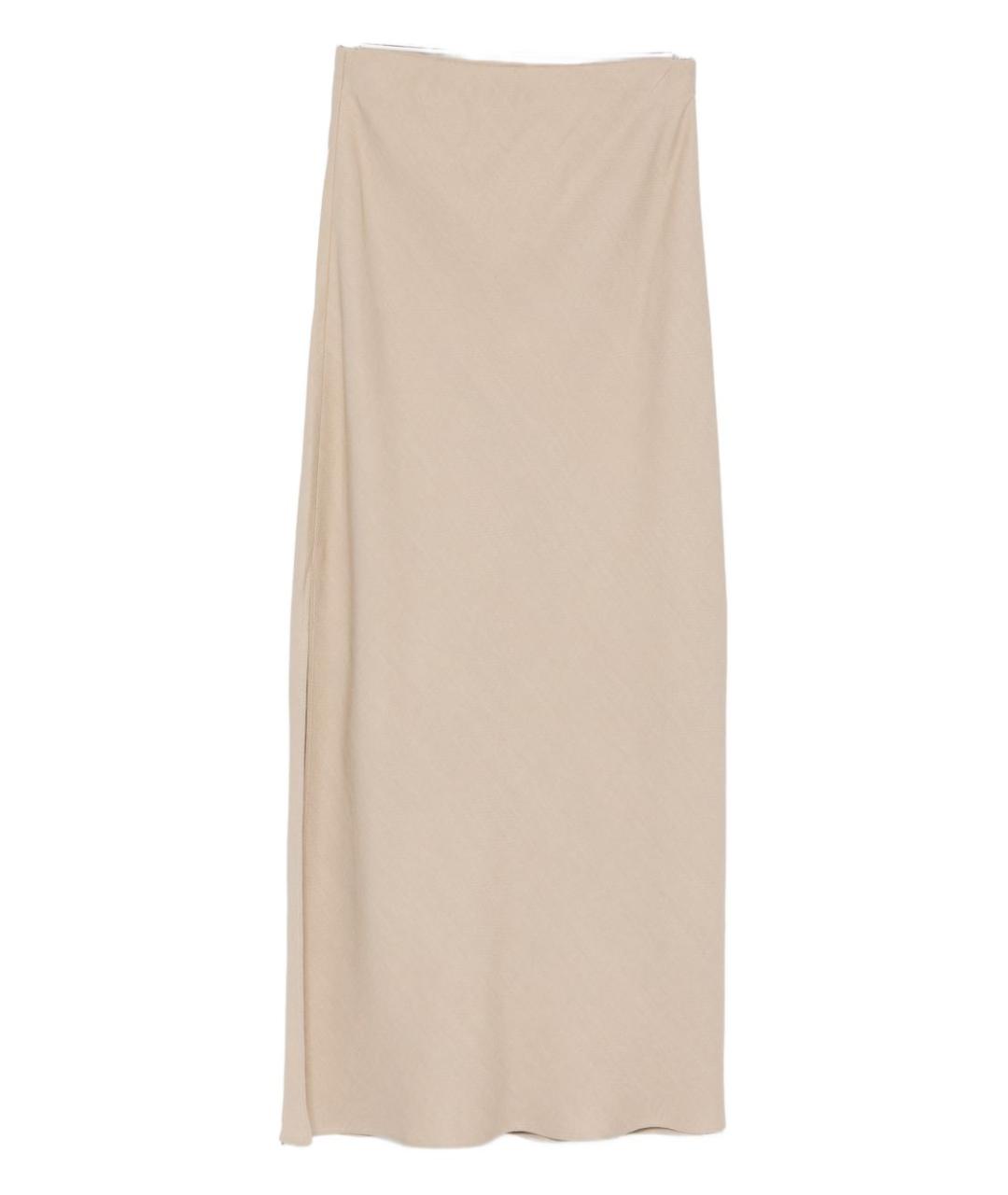 BRUNELLO CUCINELLI Бежевая вискозная юбка макси, фото 1