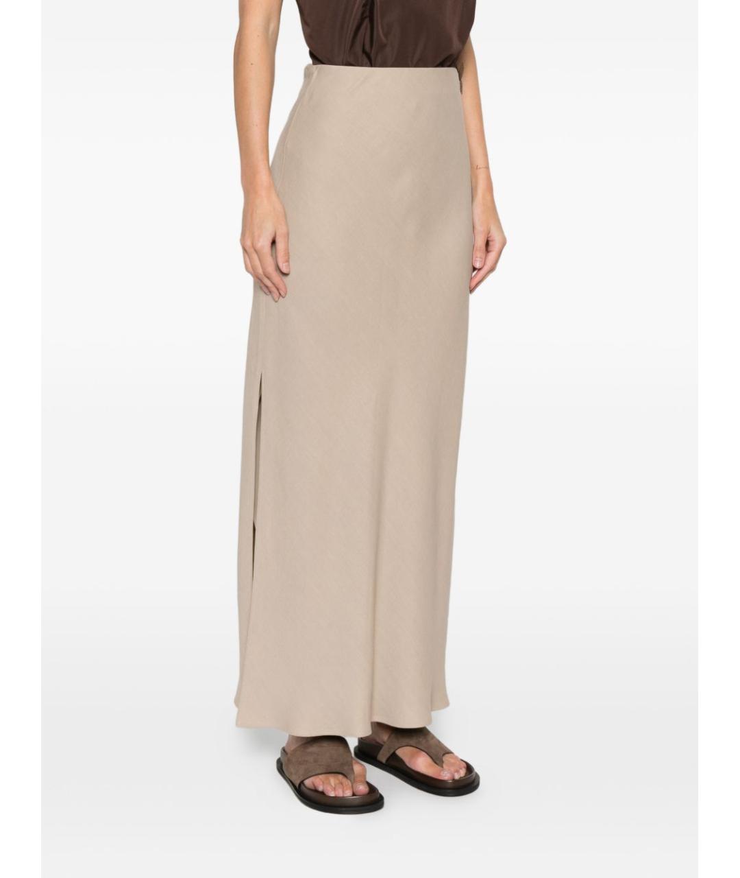 BRUNELLO CUCINELLI Бежевая вискозная юбка макси, фото 4