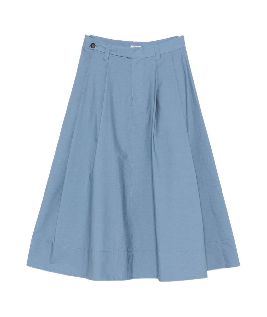 BRUNELLO CUCINELLI Синяя хлопковая юбка миди, фото 1