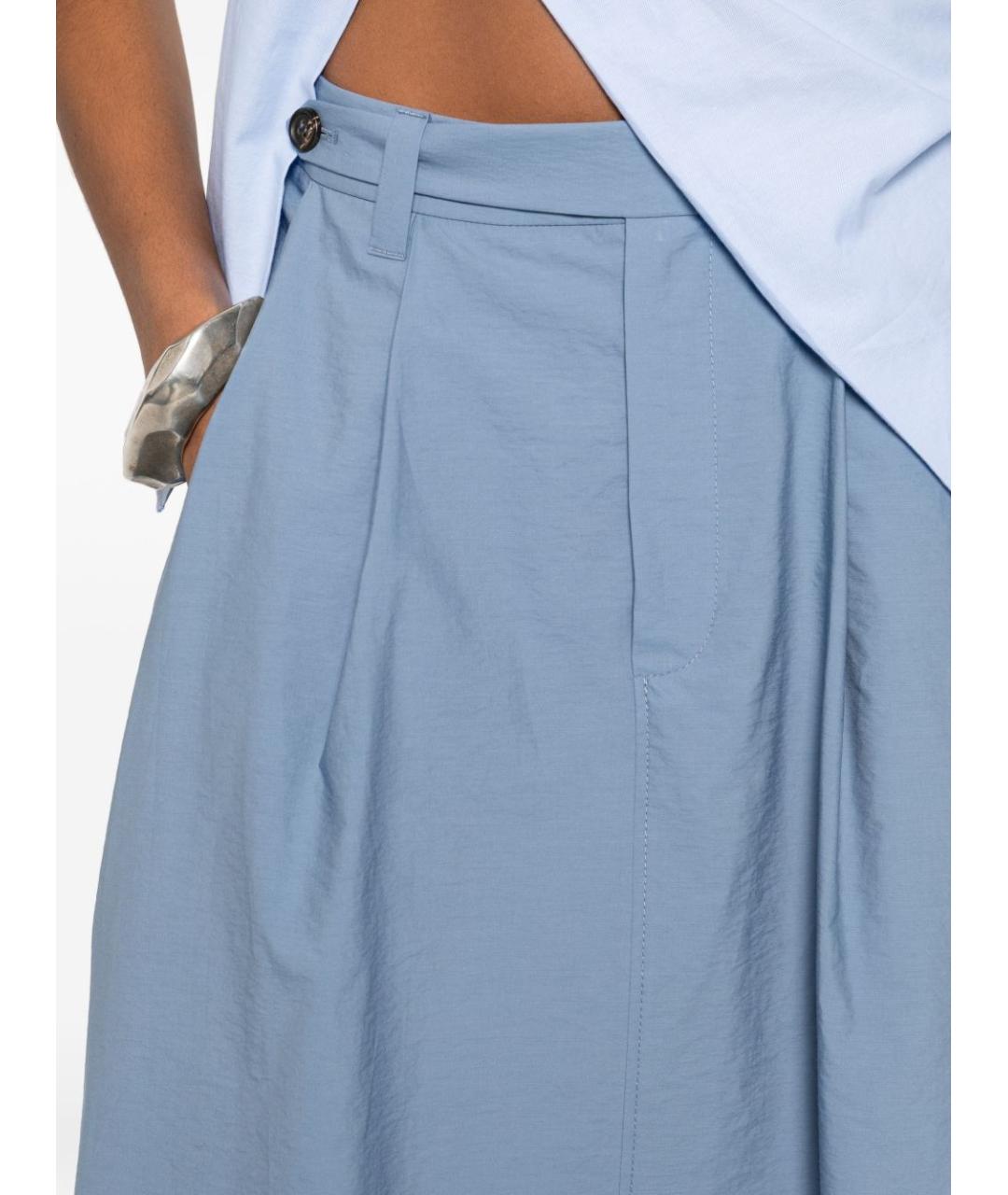 BRUNELLO CUCINELLI Синяя хлопковая юбка миди, фото 5