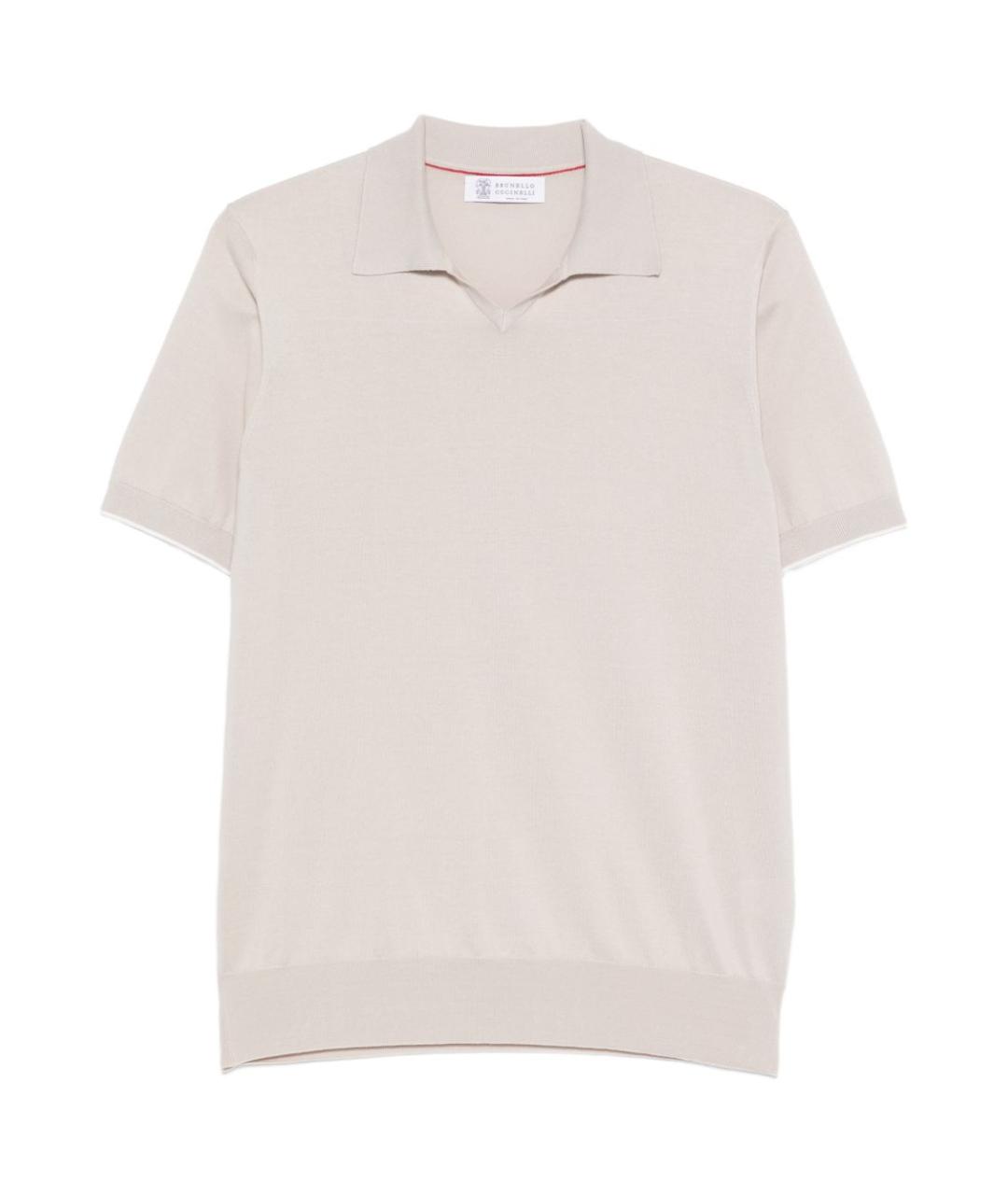 BRUNELLO CUCINELLI Бежевая хлопковая футболка, фото 1