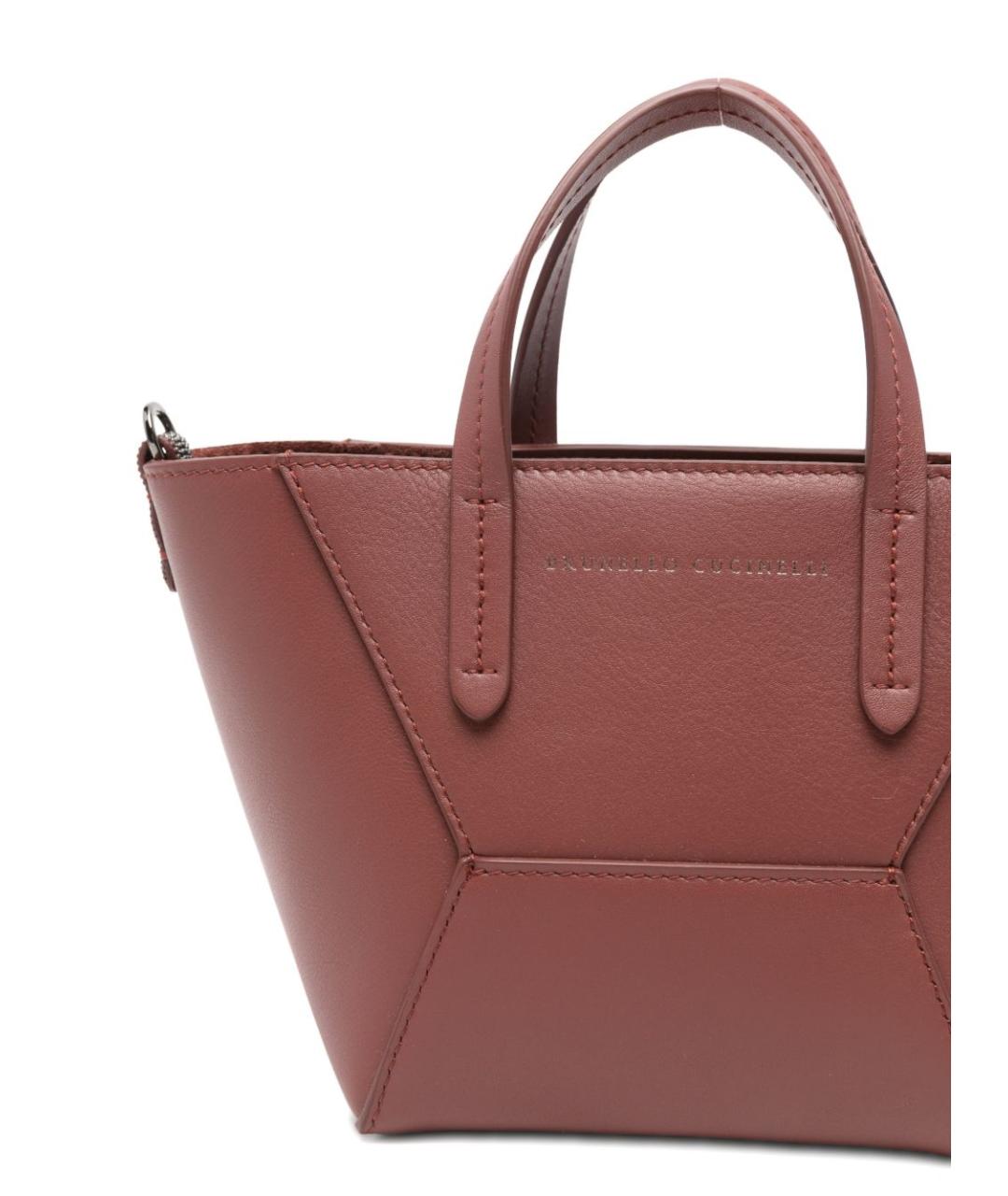 BRUNELLO CUCINELLI Красная кожаная сумка тоут, фото 2